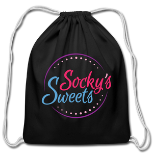 Socky’s Sweets Cotton Drawstring Bag - black